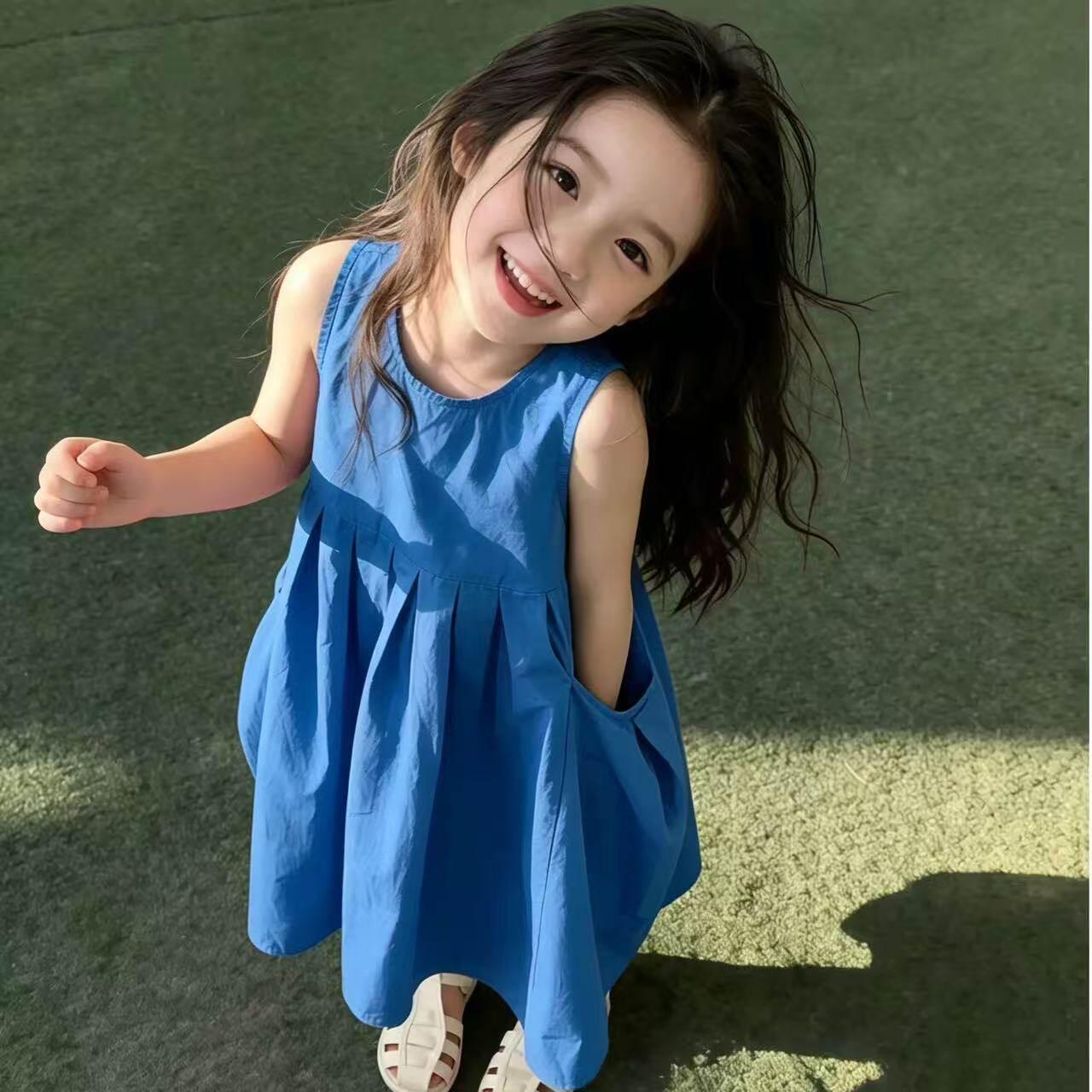 Girls' Comfortable Skin-Friendly Sleeveless Tank Dress, New Summer Style Loose Dress, Easy to Match, Suitable for All Styles, Baby Girl Dress