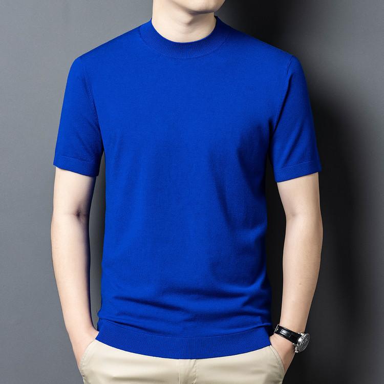 Puyuan Wool Sweater Men's Half-Turtleneck Knitwear Short-Sleeve Slim Fit Stylish Versatile Base Layer Business Shirt