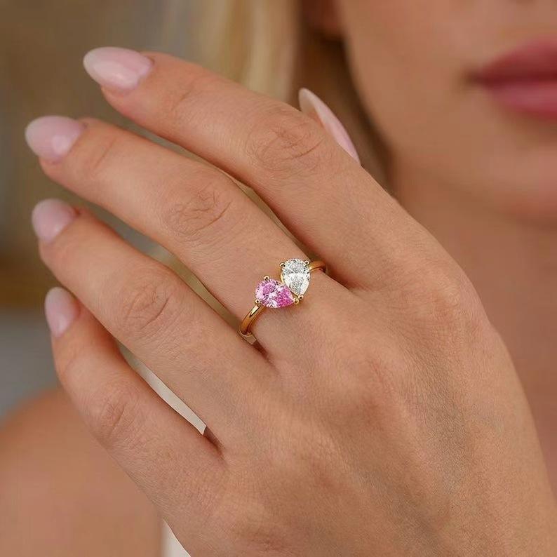 European and American cross-border fresh and elegant round water drop white ring, simple and versatile, with a stylish and refined design