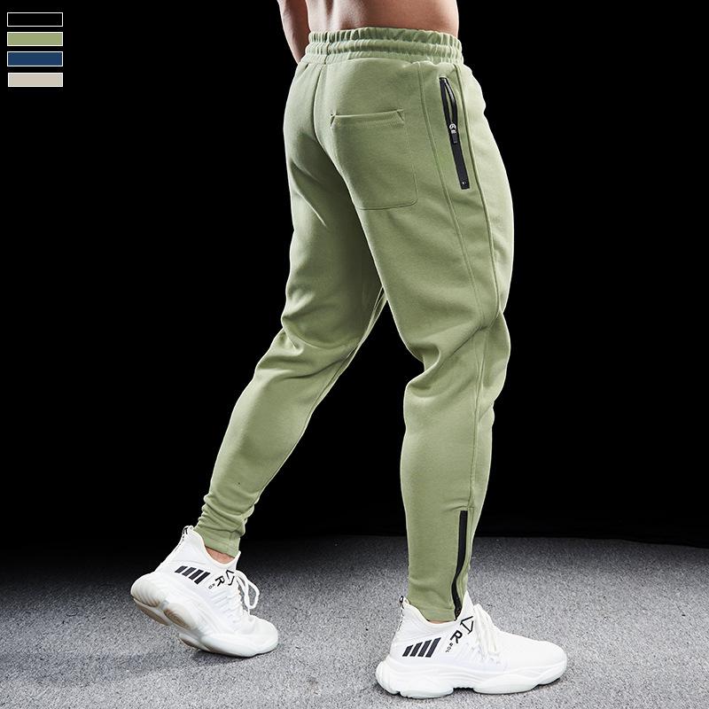 Autumn and Winter Men's Cotton Sports Fitness Running Training Pants with Zipper Cuffs, Slim Fit Long Sweatpants, Casual, Comfortable, and Breathable