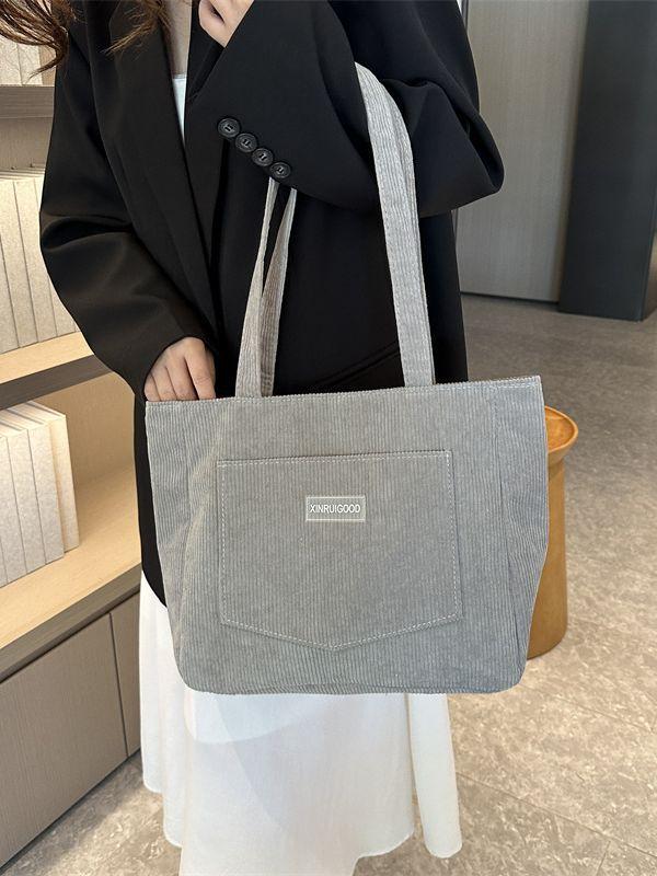 Large Capacity Tote Bag Women's 2024 New Fashion Corduroy Shoulder Bag Ins Mori Underarm Bag Handbag