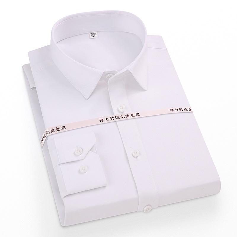 2026 Men's and Women's Long-Sleeved Shirts, Men's Bamboo Fiber Elastic Solid Color Formal Wear, No-Iron Breathable Shirts for Men's Work Clothing and Business