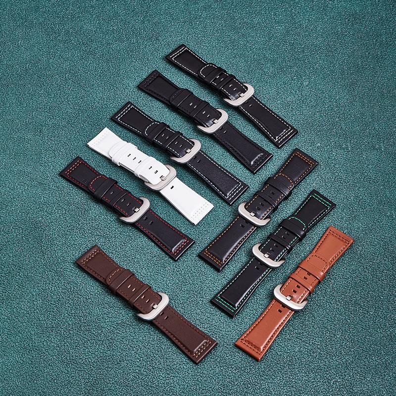 Wholesale Needle-Pattern Genuine Leather Watch Strap Suitable for Seven Fridays Men's Leather 28mm High-Value Accessories Cross-Border