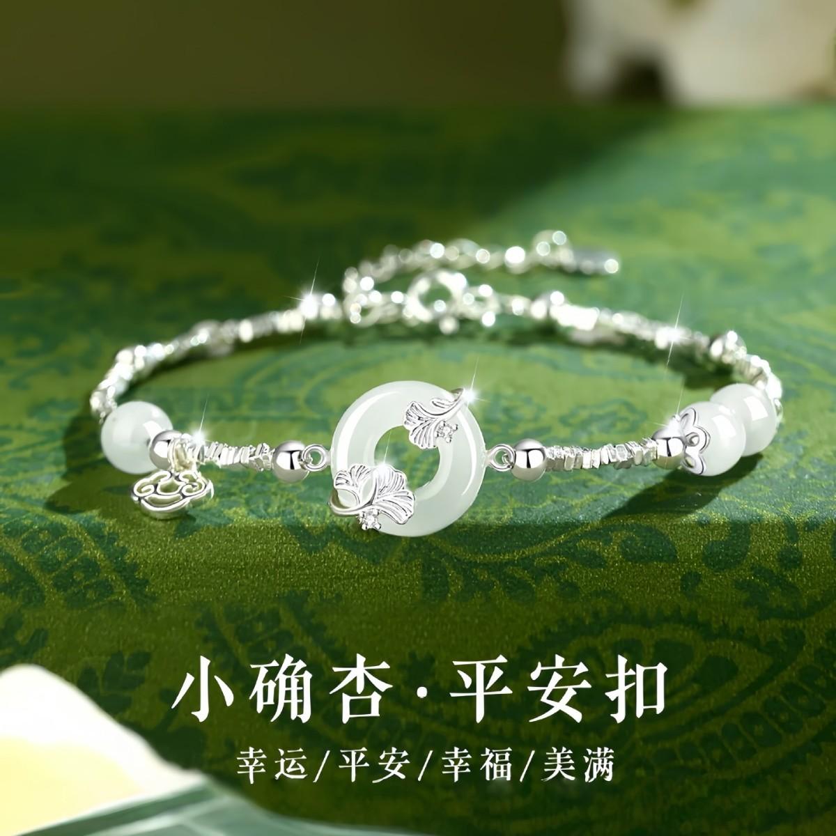 Little Lucky Fortune Peaceful Buckle Bracelet for Women, Silver Bracelet Jewelry, Birthday Christmas Gift for Girlfriend or Best Friend