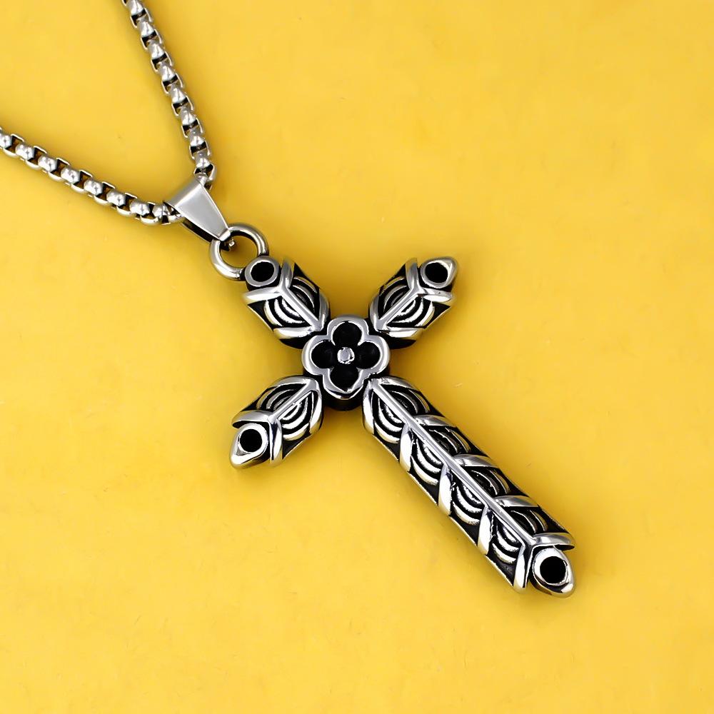 2026 European and American Jewelry Titanium Steel Pendant Men's Stainless Steel Necklace Non-Fading Retro Viking Cross