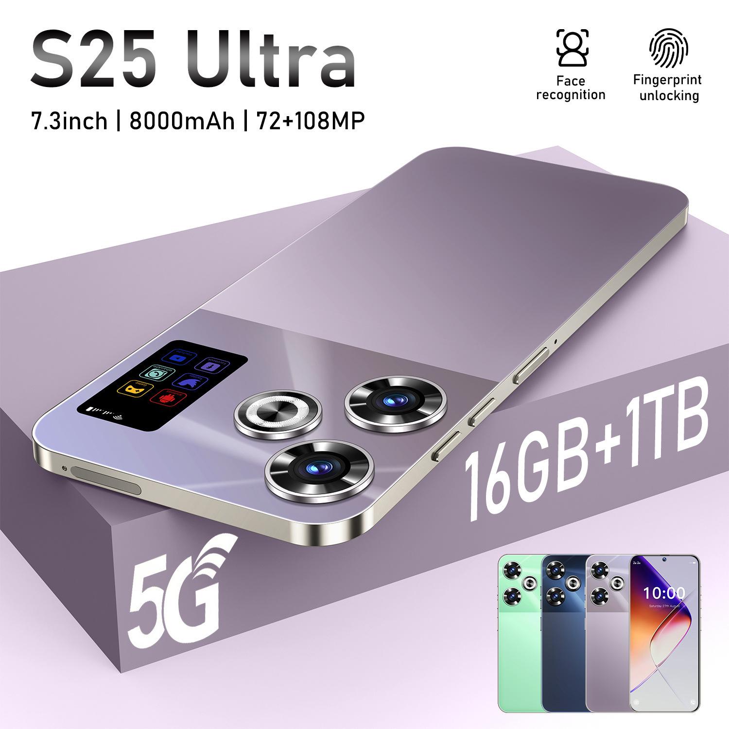 S25 Ultra New Cross-Border Mobile Phone 16+1t Android 7.3inch Large Screen Smartphone Ozon (Highly Hot Model)
