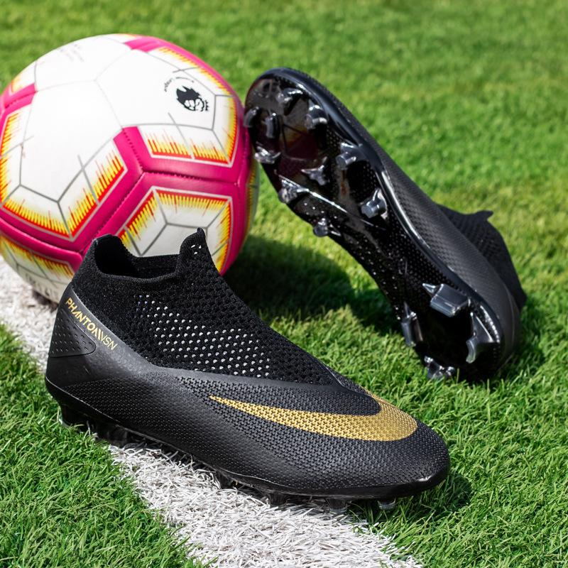 plus size football shoes high-top flying socks overshoes for boys and girls AG spikes leather shoes for teenagers and students