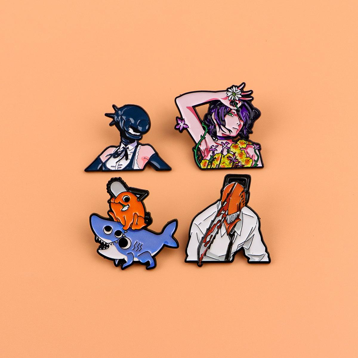 Animation and Film Merchandise Alloy Brooches, Electric-Themed, Reze, Pochita, Painted Metal Badges, Accessories, Cross-Border