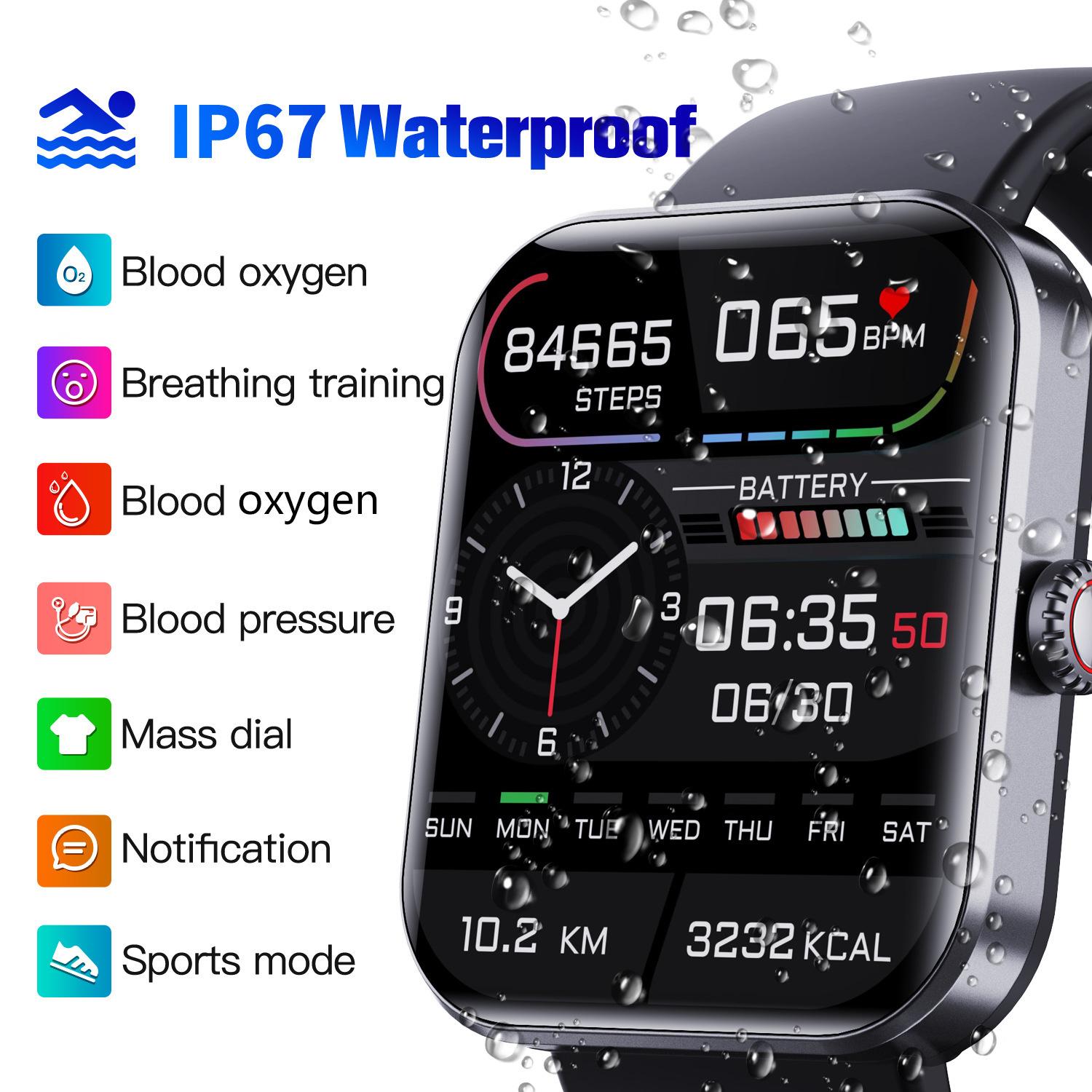 Cross-Border F57L Smart Watch 1.91 High-Definition Ips Large Screen Waterproof Heart Rate Blood Pressure Blood Oxygen Factory Direct Supply Watch
