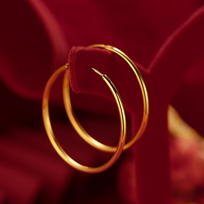 Gold Store Same Style Large Hoop Earrings European and American Exaggerated Women's Fashion Light Luxury Floral Bride Circle Earrings Wholesale