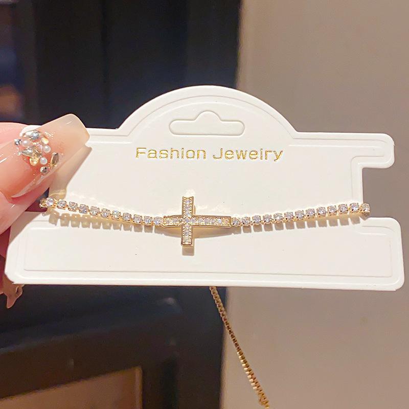14K Real Gold Electroplated Zircon Oval Bracelet European and American Personalized Design Bracelet Light Luxury High-End Jewelry for Women