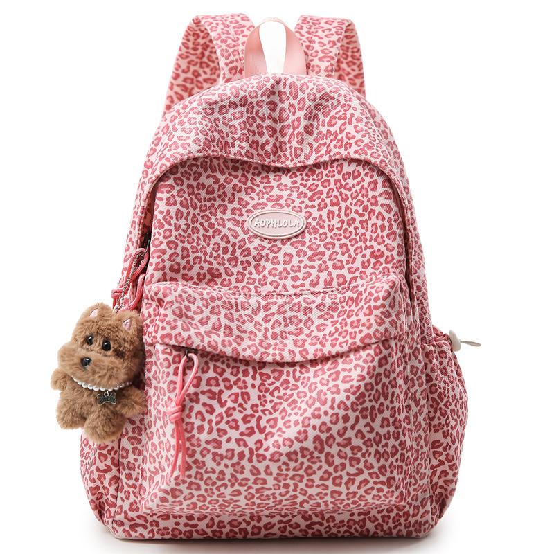 New Large-Capacity Backpack Leopard Print Computer Backpack College and High School Student Backpacks Korean Version Cross-Border Wholesale Trend