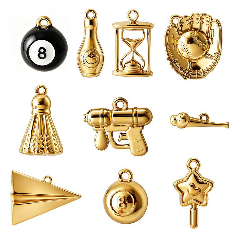 European and American cross-border 316 stainless steel badminton pendant, 3D spherical accessory for DIY bracelets, necklaces, and other jewelry