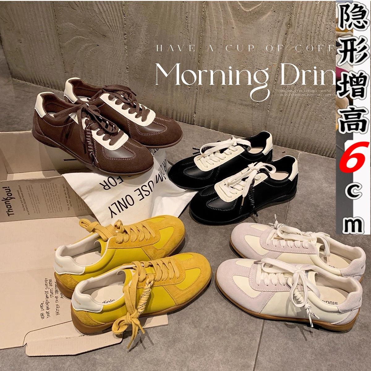 Genuine Leather Women's Shoes with Thick Soles and Hidden Height Increase, German-Style Training Shoes for Women, Summer Casual Sports Shoes, Women's A-Gan Shoes