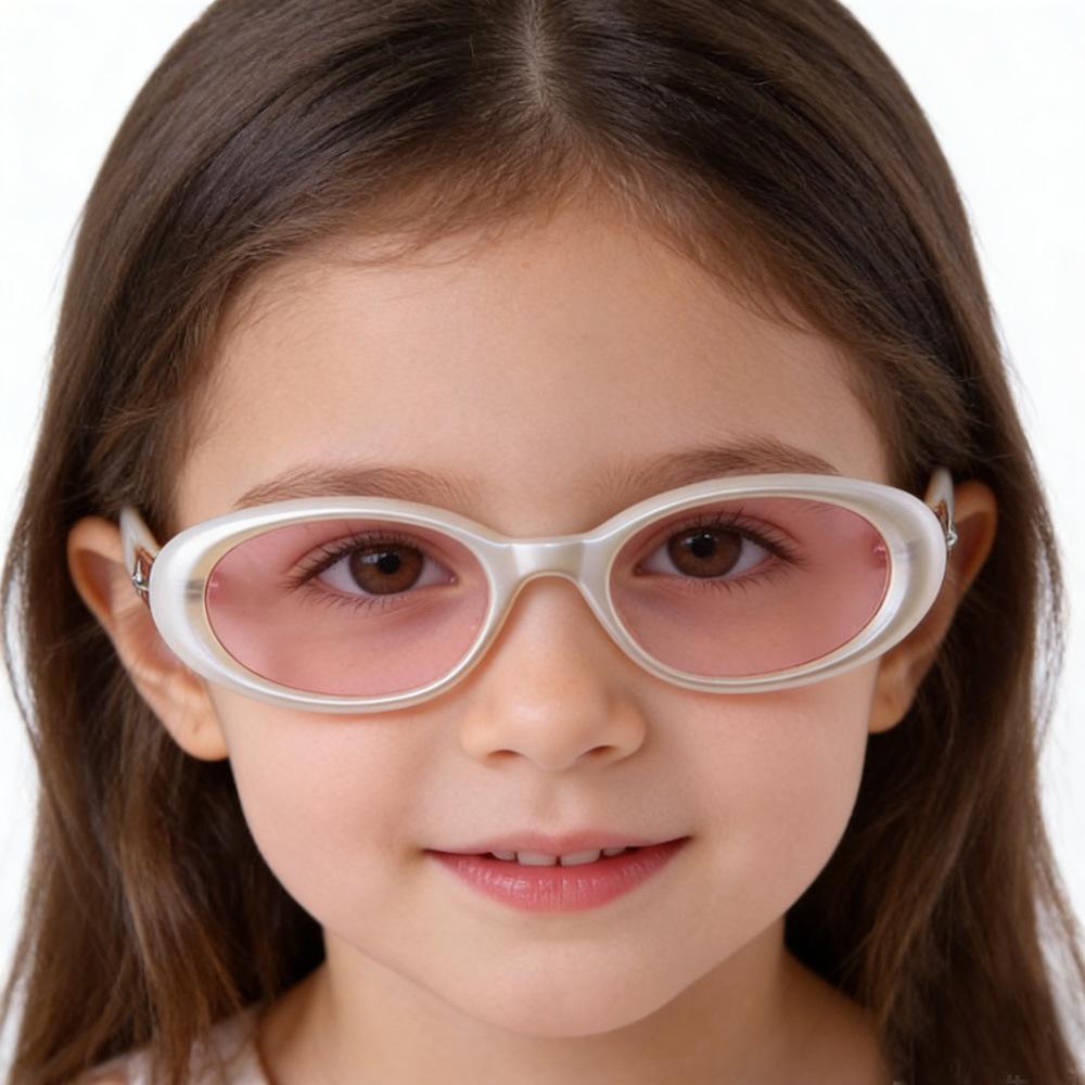 Children's sunglasses new retro fashion small frame oval sunglasses men and women baby versatile sun protection concave shape glasses