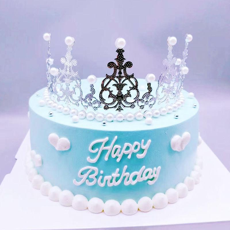 Crown cake decoration bouquet pearl semicircle crown birthday baking ornaments net red bouquet crown