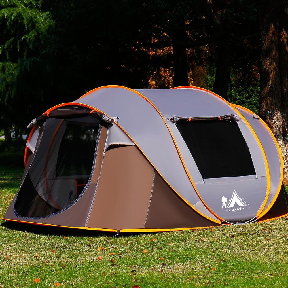 Manufacturer Wholesale Fully Automatic Quick-Open Tent Outdoor 3-4 Person Foldableing Portable Throwing Tent Beach Camping Style Cross-Border Supply