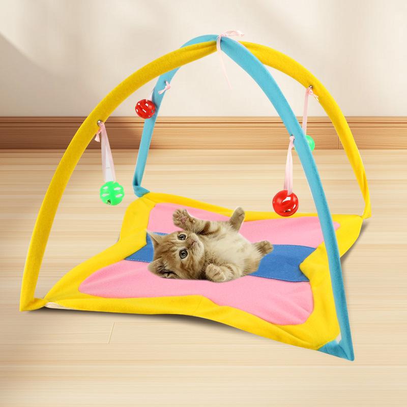 Pet Cat Hammock Breathable Cartoon Fun Bell Toy Sleeping Bed Cat Tent Pet Supplies