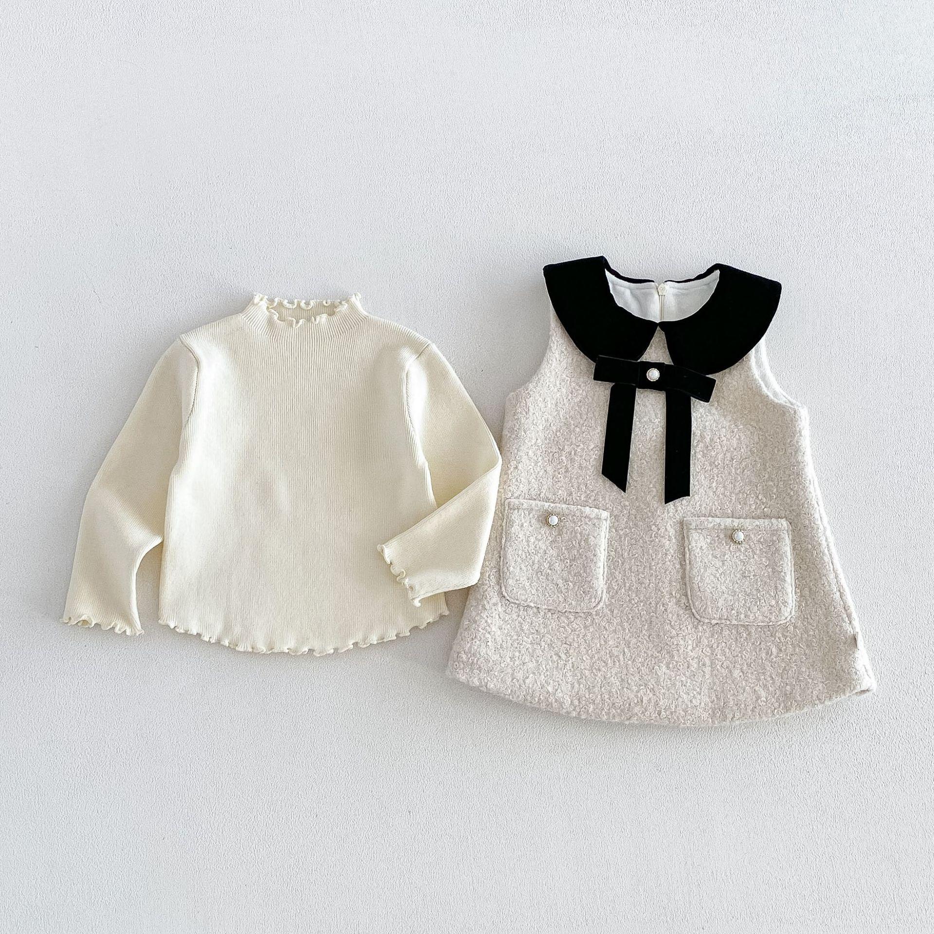 Girls' Chanel-style vest dress, winter baby fleece-lined thickened dress, cute children's dress, zdq6652