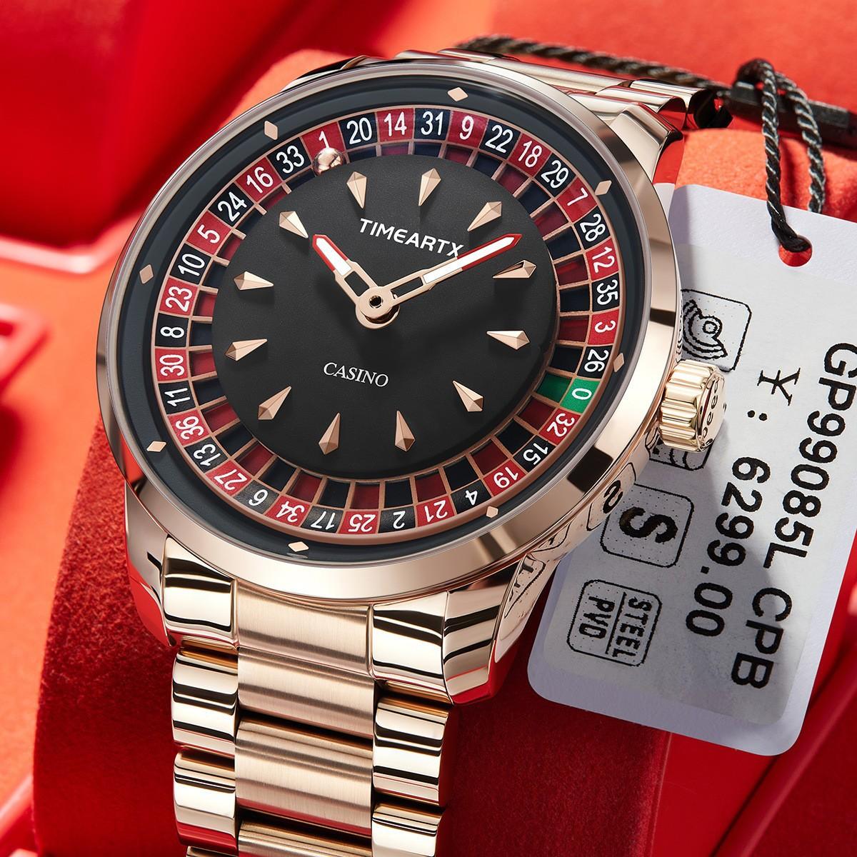 Timeartx Casino Roulette Men's Watch Trendy Personality Luminous Waterproof Leather Strap Cross-Border Metal Quartz Wristwatch