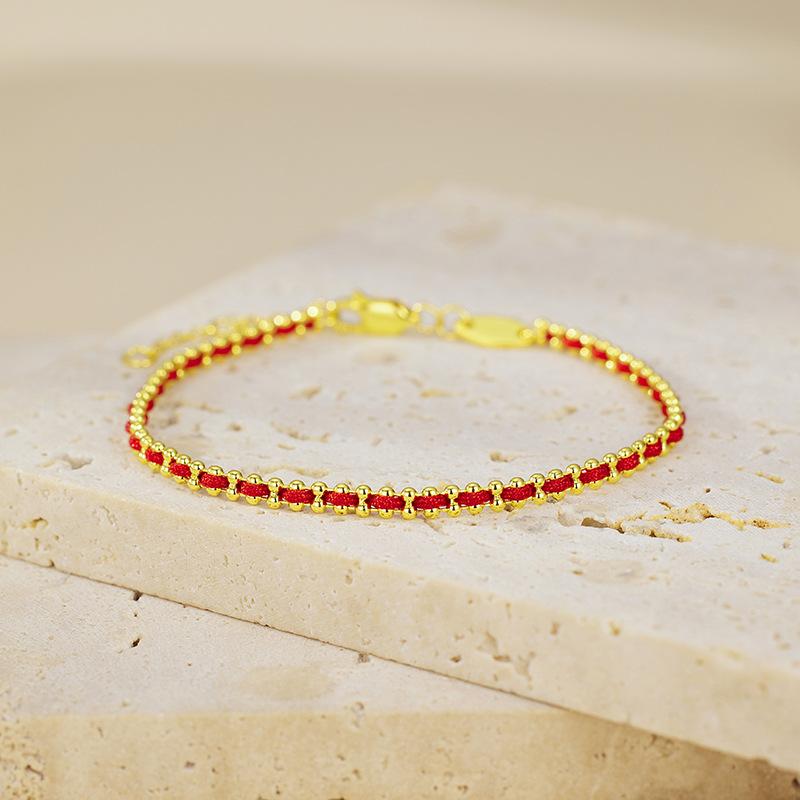 2025 New Transfer Red Rope Bracelet Women's Braided Rope Light Luxury Design Bracelet Easiest for Match Zodiac Year Bracelet