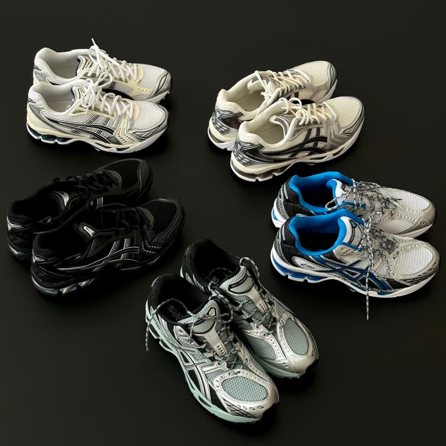 Cross-Border Gel-Kayano14 Sports Shoes for Men and Women, Outdoor Retro Breathable Fabric Synthetic Leather Running Shoes
