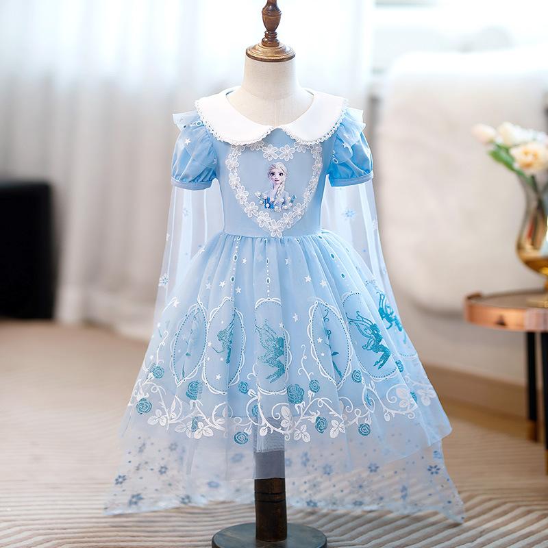 Frozen Aisha Princess Dress Girls New Short Sleeve Dress Aisha Dress Children's Summer Baby Dress