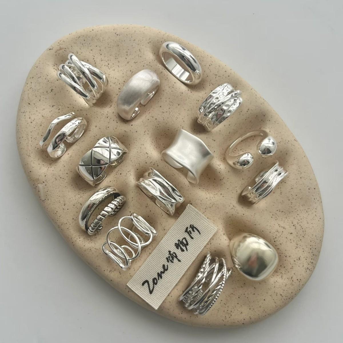 925 Sterling Silver Plain Ring for Women, Light Luxury, High-End Feel, Niche Design, Non-Fading, Adjustable Open Ring