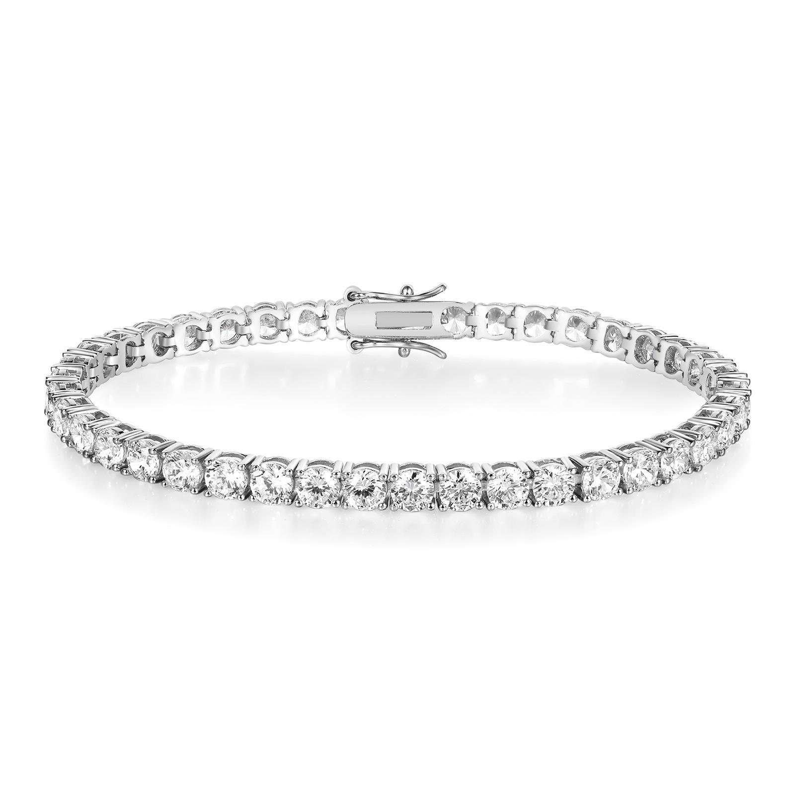 18K Gold-Plated Copper Zircon Tennis Bracelet Full Diamond Fashion Design High-End Jewelry Amazon Hot-Selling Wholesale in Stock