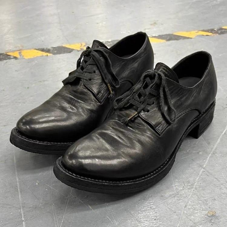 Pleated Pointed-Toe Leather Shoes for Men, Invisible Height-Increasing Shoes for Men and Women, Black Raised-Toe Derby Shoes, Casual Commuting Business Oxford Shoes