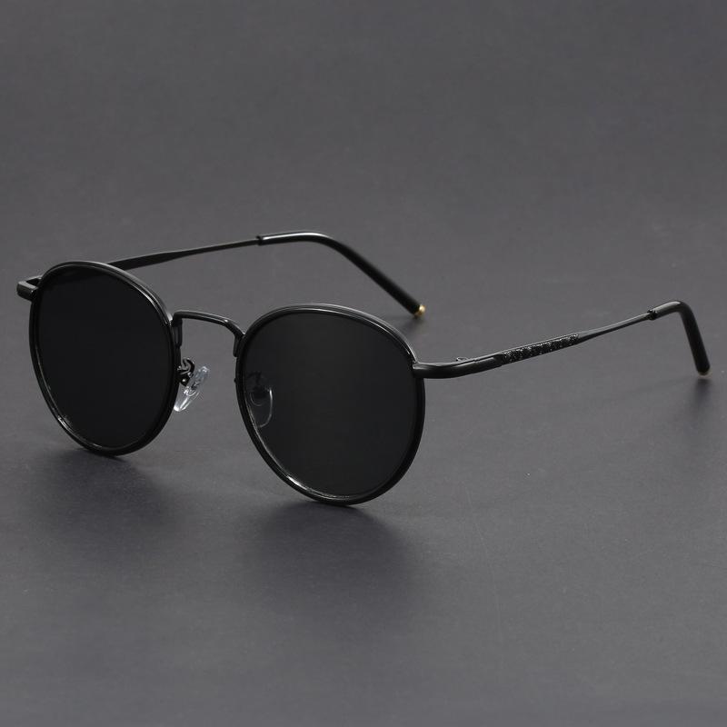 New fashion sunglasses men's retro small round glasses Hong Kong style black hawksbill sunglasses women's UV protection myopia