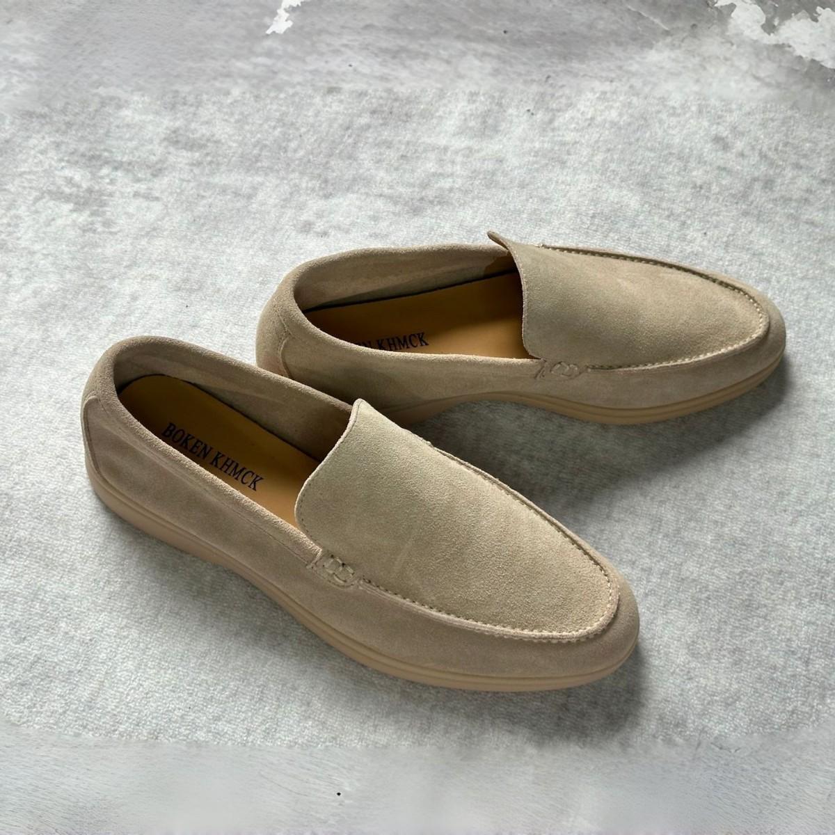 2026 Spring/Summer Genuine Leather Loafers for Men, Flat Height-Increasing Versatile Casual Shoes, Men's Slip-On Lazy Shoes, Large Size