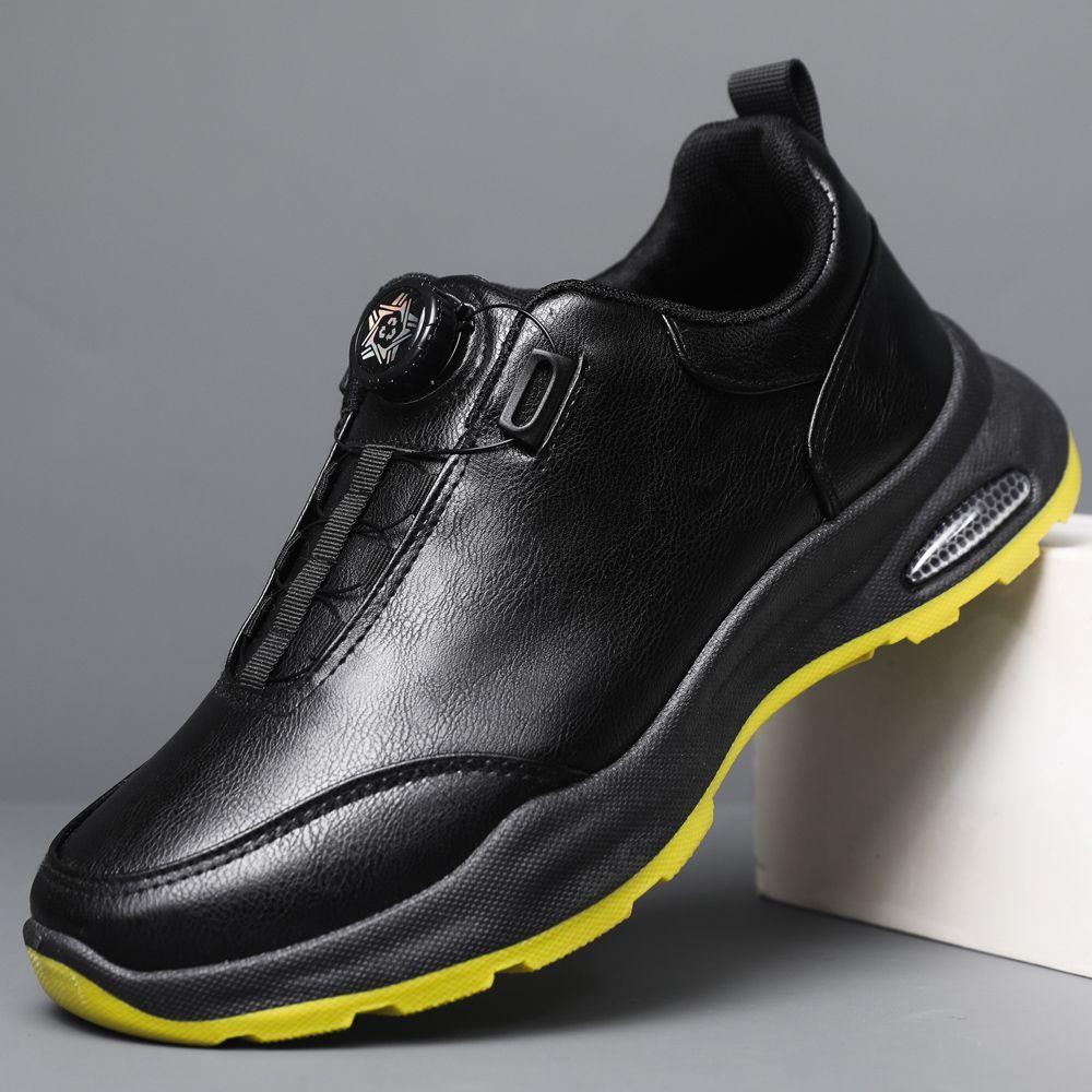 Casual Thick-Soled Men's Shoes, New Leather Surface, Fashionable, Breathable, Buttoned, Lightweight Casual Shoes, Versatile Trendy Men's Sports Shoes