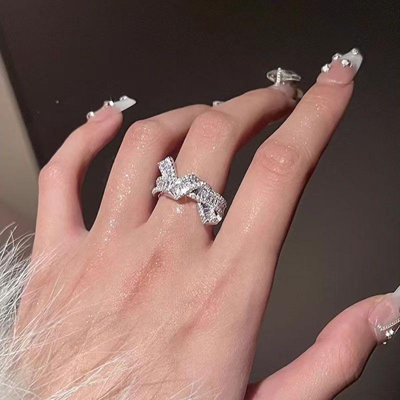 Twist Kink Ring silver Simple Ins Niche Design Sense Opening Adjustable Temperament All-match Index Finger Ring
