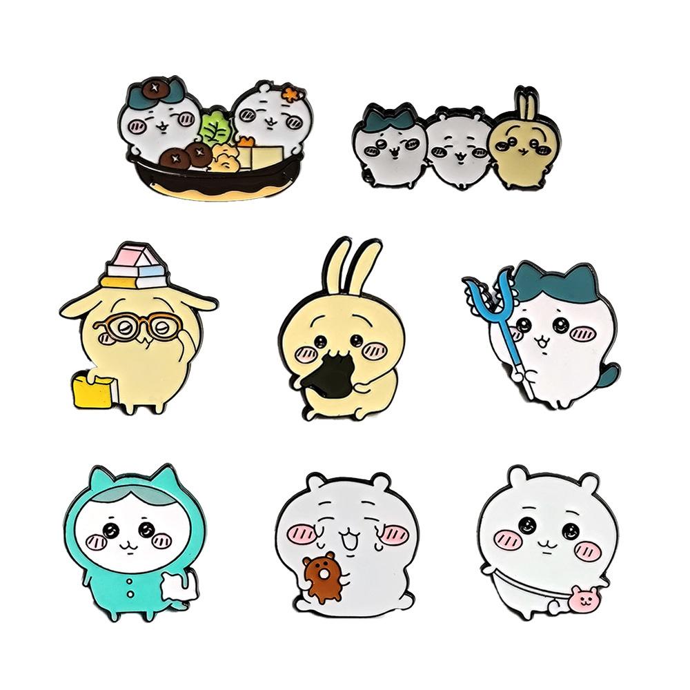Cartoon Usagi Metal Brooch Cute Chiikawa Hachiko Badge Creative Bag Collection Accessory