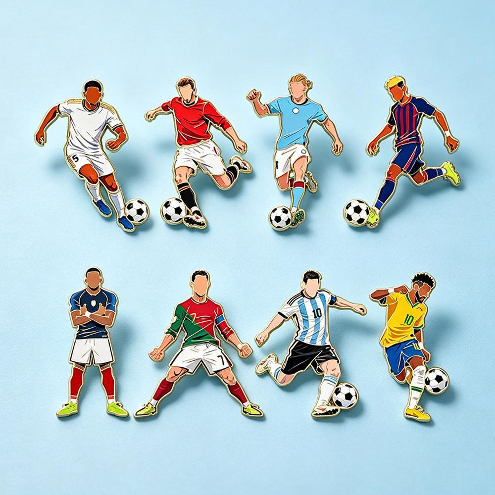 2026 Football Star Cristiano Ronaldo Brooch, Messi Badge, Neymar Decoration, Mbappe Metal Brooch Commemorative