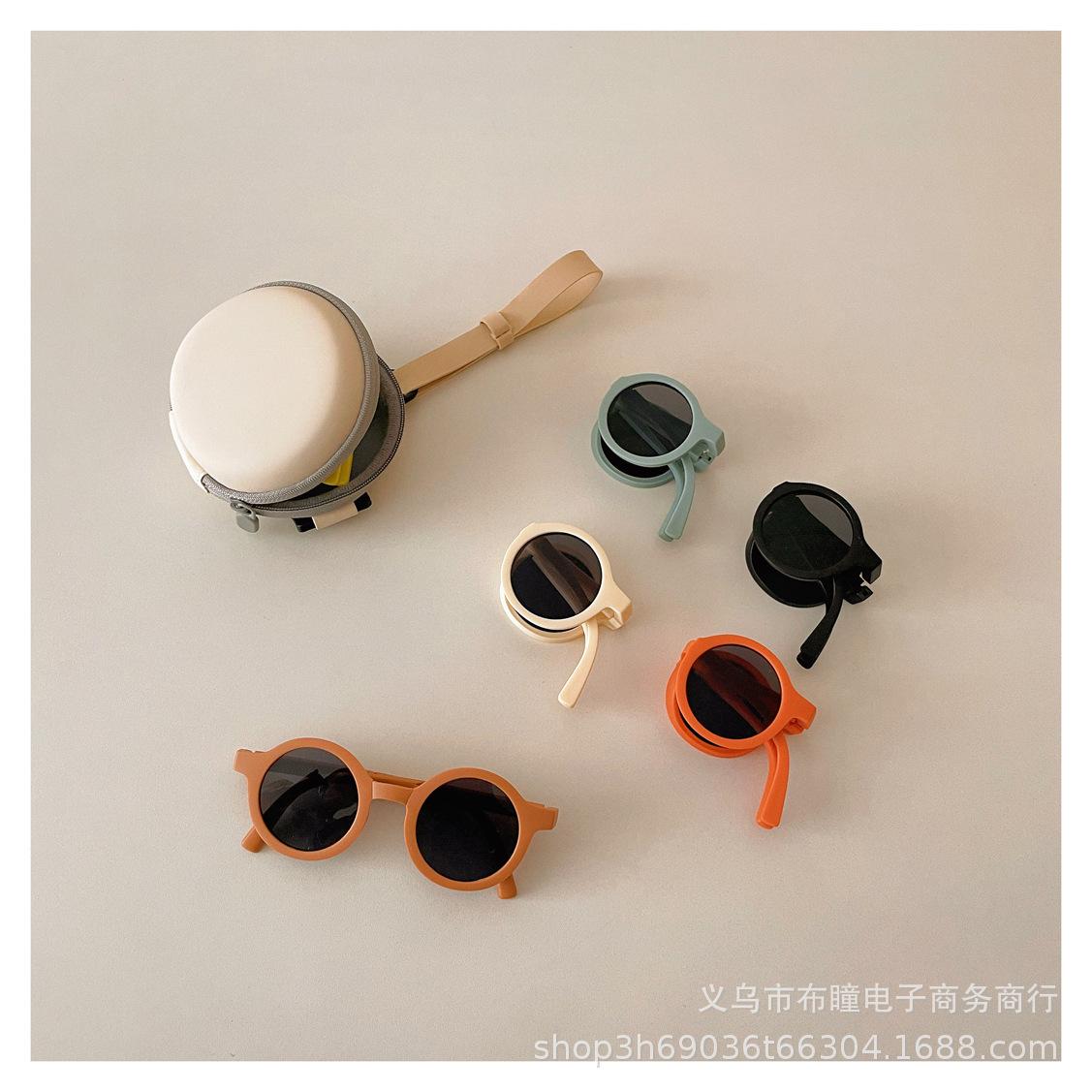 ins ~ new candy-colored children's foldable sunglasses personalized children's baby concave shape travel sunshade sunglasses