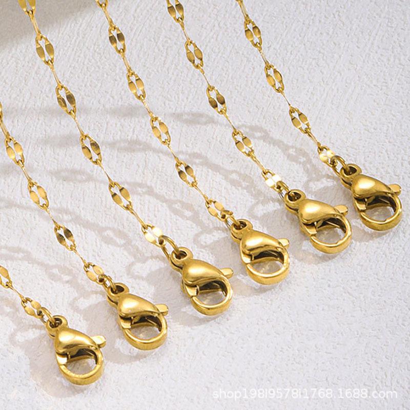Titanium Steel Lip Chain Stainless Steel Necklace DIY Fine Clavicle Chain Real Gold Electroplated Jewelry Wholesale Pendant Fashion Ol