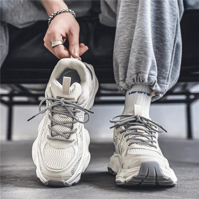 Sports Shoes, Spring Men's Shoes, New Breathable Mesh Shoes, Men's Trendy Versatile Thick-Soled Height-Increasing Shoes, Casual Dad Shoes