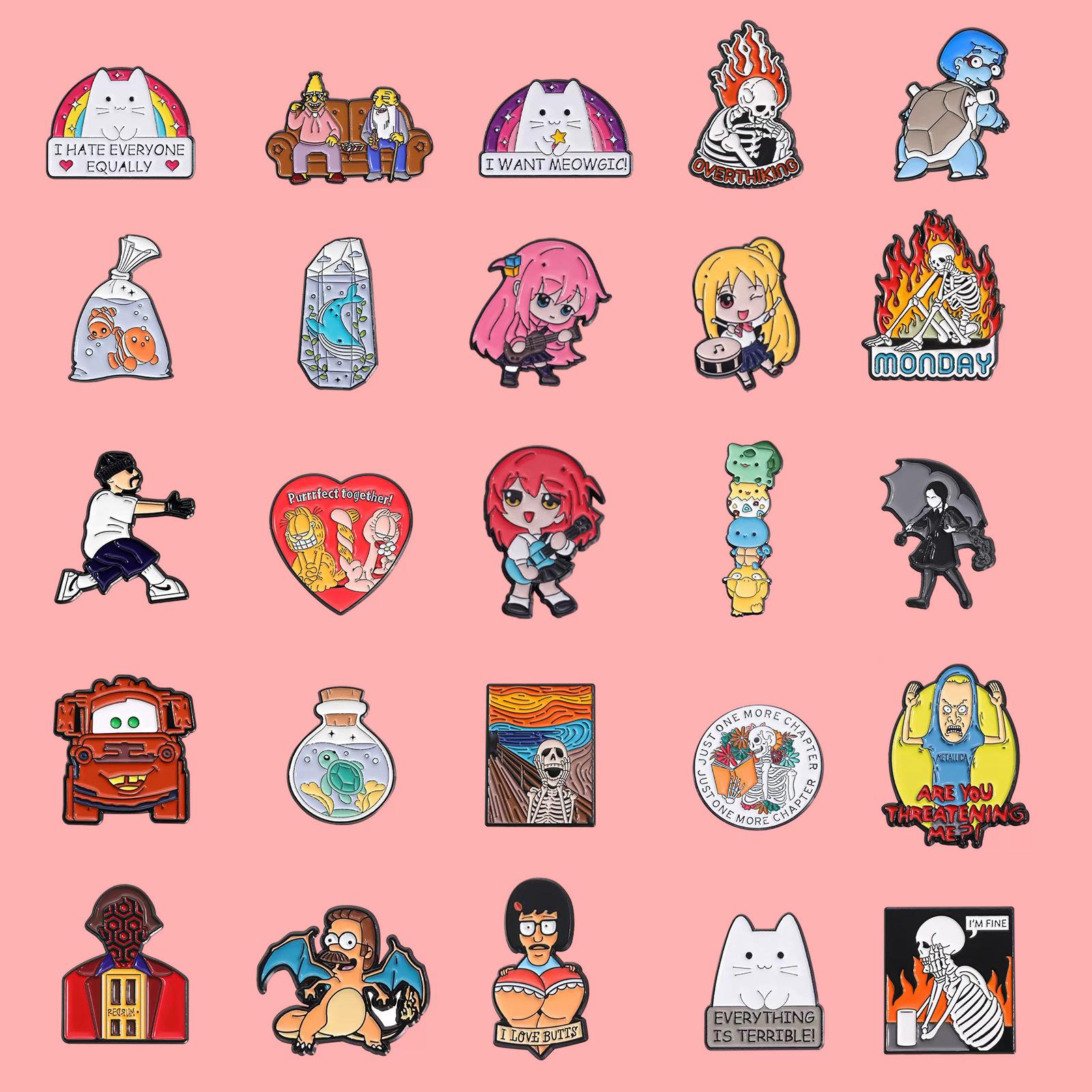 Personalized movie-themed brooches, cartoon character decorations, accessories for backpacks and clothing, enamel pins, badges, metal badges