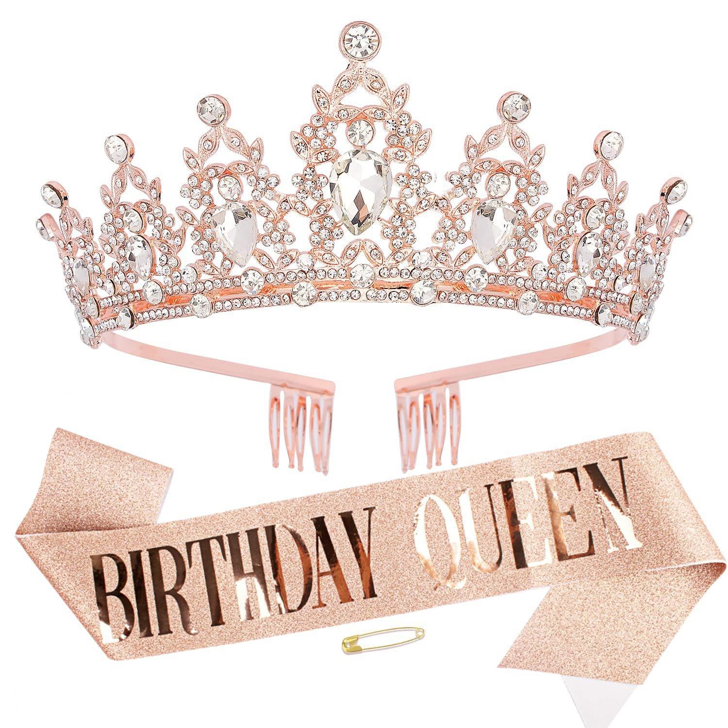 Cross-Border Amazon Crown Tiara Birthday Headband Sparkling Diamond Queen Baroque Crown Tiara Set