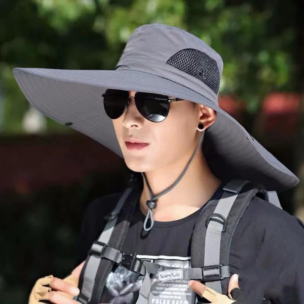 Summer Foldable Outdoor Oversized Brim Sun Hat Fishing Hat Water-Repellent Quick-Drying Sun Protection Hat for Men