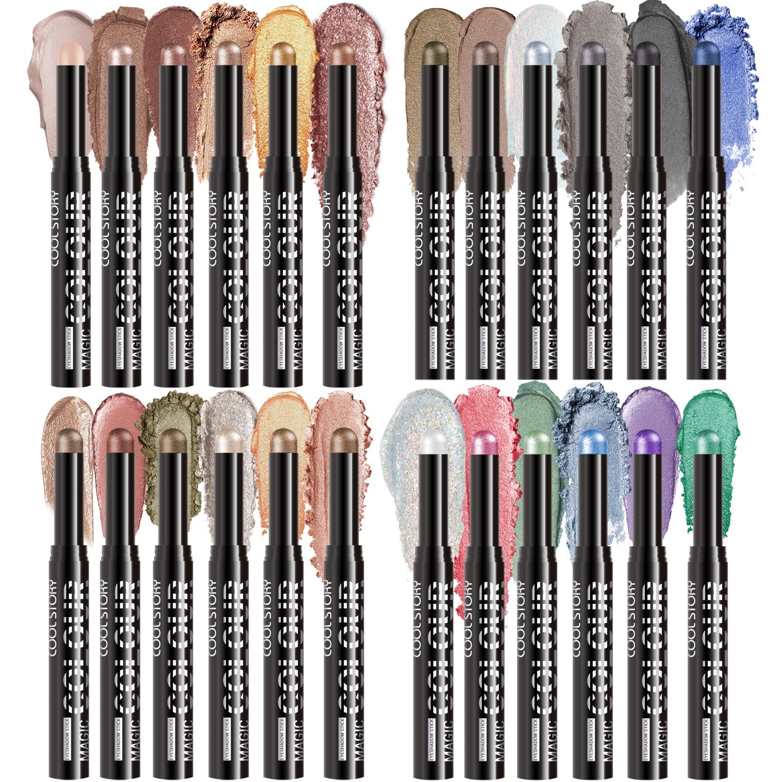 Coolstory Cross-Border Eyeshadow Stick Matte Lazy Eyeshadow Pen Brightening and Enhancing Eye Shadow Waterproof 24 Colors