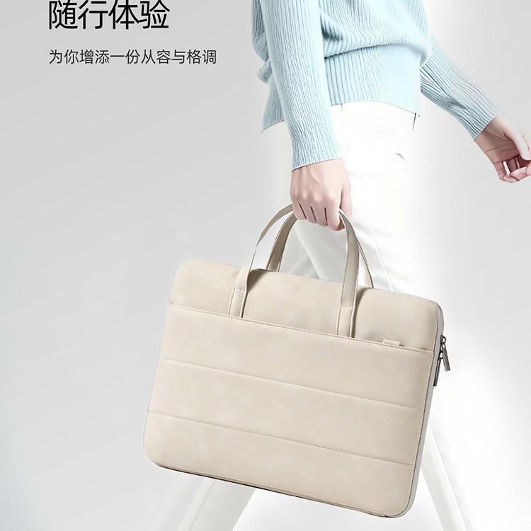 360 ° Full-Opening Women's Laptop Bag in Sheepskin Pu 14inch 16inch with Velvet Lining, Notebook Briefcase