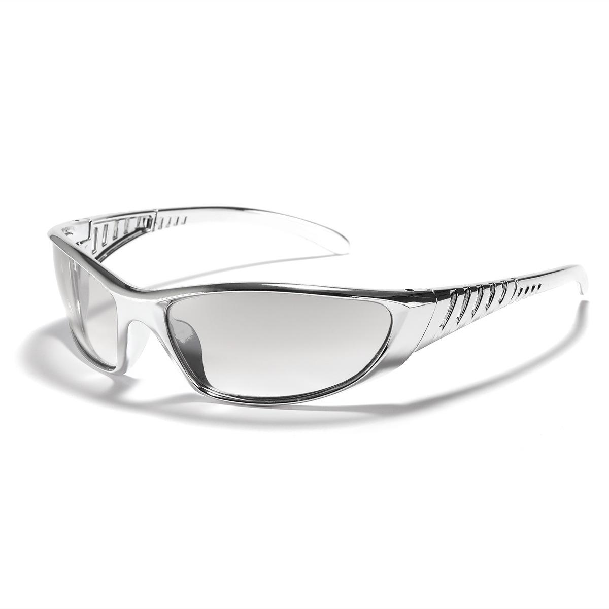 Xunge Y2K Silver Sunglasses Colorfulful Cut Out Future Technology Sexy Popular Sunglasses Female Sunglasses Trendy Male
