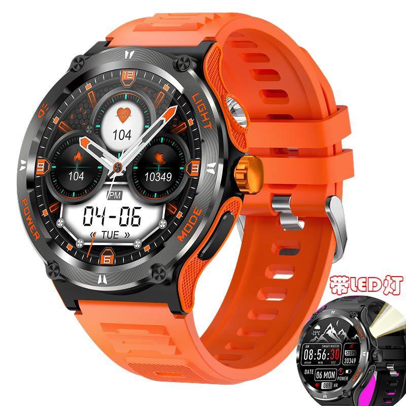 New KT76 smart watch outdoor sports watch 30 m waterproof with LED light compass ai voice assistant