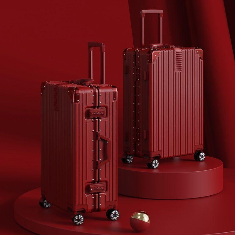Bride's Wedding Suitcase Red Dowry Trolley Suitcase Wedding Dowry Password Box Female Wedding Box Pair