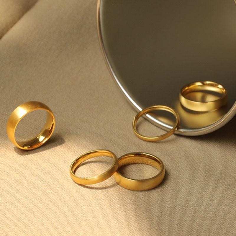 Simple Titanium Steel Ring Women's Wire-drawing 18k Gold Pigment Ring Niche Design Cold Wind Couple's Ring Temperament Ring