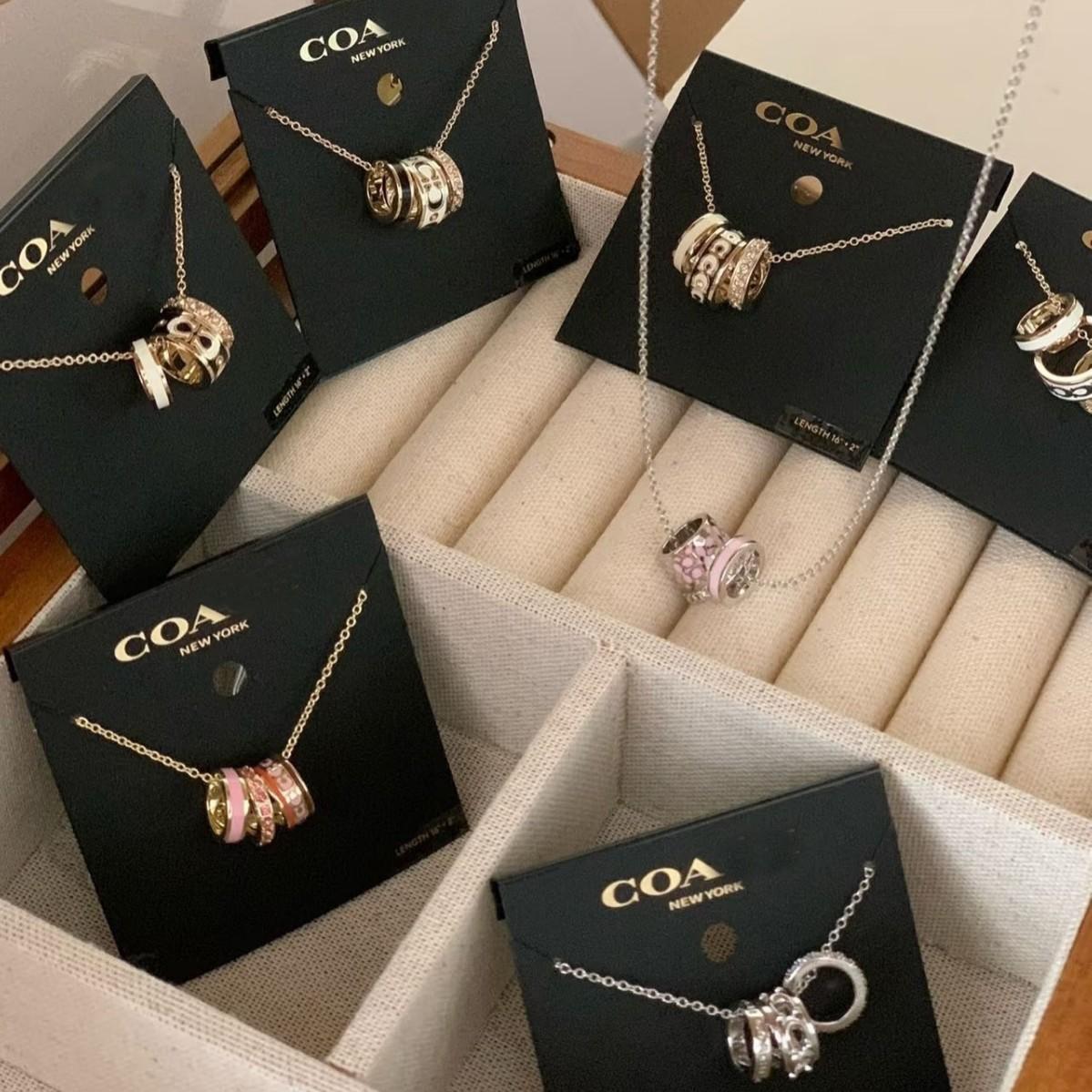 Coa Epoxy Three Ring Narrow Series Best Friend Necklace Light Luxury Fashion Classic Logo 520 Valentine's Day Gift
