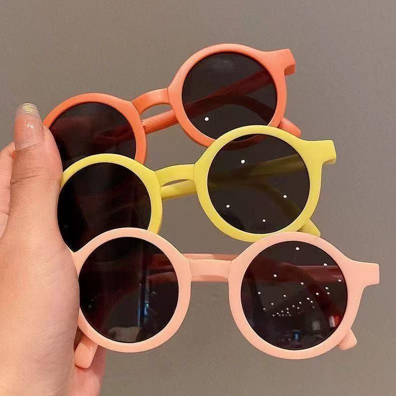 Folding Children's Sunglasses for Girls, Simple Sunshade Glasses for Boys, Baby Round-Frame Sun Protection Sunglasses, Trendy Children's Sun Protection